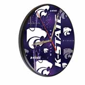 Kansas State Digitally Printed Wood Clock by the Holland Bar Stool Co., WClkPBlkKnsasS