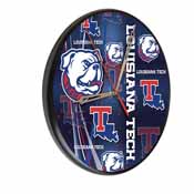 Louisiana Tech Digitally Printed Wood Clock by the Holland Bar Stool Co., WClkPBlkLaTech