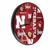 Nebraska Digitally Printed Wood Clock by the Holland Bar Stool Co., WClkPBlkNebrUn