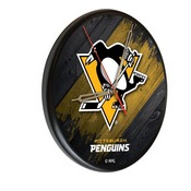 Pittsburgh Penguins Digitally Printed Wood Clock by the Holland Bar Stool Co., WClkPBlkPitPen