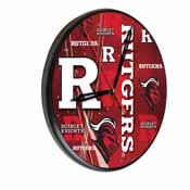 Rutgers Digitally Printed Wood Clock by the Holland Bar Stool Co., WClkPBlkRutger