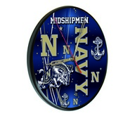 US Naval Academy (NAVY) Digitally Printed Wood Clock by the Holland Bar Stool Co., WClkPBlkUSNavA