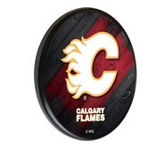 Calgary Flames Digitally Printed Wood Sign by the Holland Bar Stool Co., WSgnPBlkCalFla