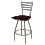 XL 410 Jackie Swivel Stool with Anodized Nickel Finish and Dark Cherry Oak Seat, AGS-X41025ANDCOak