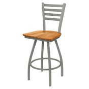 XL 410 Jackie Swivel Stool with Anodized Nickel Finish and Medium Maple Seat, AGS-X41025ANMedMpl