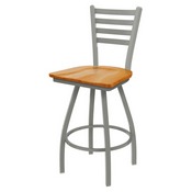 XL 410 Jackie Swivel Stool with Anodized Nickel Finish and Medium Oak Seat, AGS-X41025ANMedOak