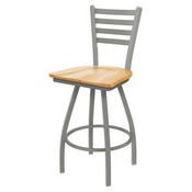 XL 410 Jackie Swivel Stool with Anodized Nickel Finish and Natural Oak Seat, AGS-X41025ANNatOak