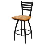 XL 410 Jackie Swivel Stool with Black Wrinkle Finish and Medium Oak Seat, AGS-X41025BWMedOak