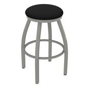 XL 802 Misha Swivel Stool with Anodized Nickel Finish and Black Vinyl Seat