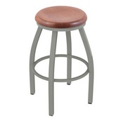 XL 802 Misha Swivel Stool with Anodized Nickel Finish and Medium Oak Seat