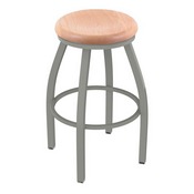 XL 802 Misha Swivel Stool with Anodized Nickel Finish and Natural Oak Seat