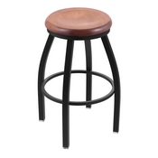 XL 802 Misha Swivel Stool with Black Wrinkle Finish and Medium Maple Seat