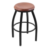 XL 802 Misha Swivel Stool with Black Wrinkle Finish and Medium Oak Seat