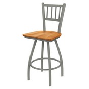 XL 810 Contessa Swivel Stool with Anodized Nickel Finish and Medium Maple Seat, AGS-X81025ANMedMpl