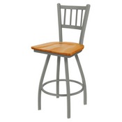 XL 810 Contessa Swivel Stool with Anodized Nickel Finish and Medium Oak Seat, AGS-X81025ANMedOak