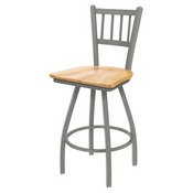 XL 810 Contessa Swivel Stool with Anodized Nickel Finish and Natural Maple Seat, AGS-X81025ANNatMpl