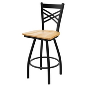 XL 820 Catalina Swivel Stool with Black Wrinkle Finish and Natural Oak Seat, AGS-X82025BWNatOak