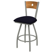 XL 830 Voltaire Swivel Stool with Anodized Nickel Finish, Medium Back, and Canter Twilight Seat, AGS-X83025ANMedMplB002