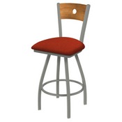 XL 830 Voltaire Swivel Stool with Anodized Nickel Finish, Medium Back, and Graph Poppy Seat, AGS-X83025ANMedMplB021