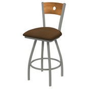 XL 830 Voltaire Swivel Stool with Anodized Nickel Finish, Medium Back, and Rein Thatch Seat, AGS-X83025ANMedMplB026