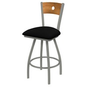 XL 830 Voltaire Swivel Stool with Anodized Nickel Finish, Medium Back, and Black Vinyl Seat, AGS-X83025ANMedMplBBlkVinyl