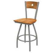 XL 830 Voltaire Swivel Stool with Anodized Nickel Finish, Medium Back, and Medium Maple Seat