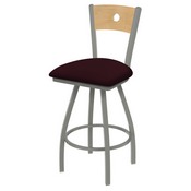 XL 830 Voltaire Swivel Stool with Anodized Nickel Finish, Natural Back, and Canter Bordeaux Seat, AGS-X83025ANNatMplB005