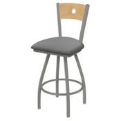 XL 830 Voltaire Swivel Stool with Anodized Nickel Finish, Natural Back, and Canter Folkstone Grey Seat, AGS-X83025ANNatMplB007