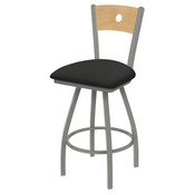 XL 830 Voltaire Swivel Stool with Anodized Nickel Finish, Natural Back, and Canter Iron Seat, AGS-X83025ANNatMplB008