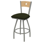 XL 830 Voltaire Swivel Stool with Anodized Nickel Finish, Natural Back, and Canter Pine Seat, AGS-X83025ANNatMplB010