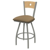 XL 830 Voltaire Swivel Stool with Anodized Nickel Finish, Natural Back, and Canter Sand Seat, AGS-X83025ANNatMplB013