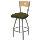 XL 830 Voltaire Swivel Stool with Anodized Nickel Finish, Natural Back, and Graph Parrot Seat, AGS-X83025ANNatMplB015