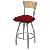 XL 830 Voltaire Swivel Stool with Anodized Nickel Finish, Natural Back, and Graph Ruby Seat, AGS-X83025ANNatMplB016