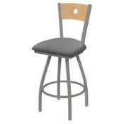 XL 830 Voltaire Swivel Stool with Anodized Nickel Finish, Natural Back, and Graph Alpine Seat, AGS-X83025ANNatMplB020
