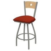 XL 830 Voltaire Swivel Stool with Anodized Nickel Finish, Natural Back, and Graph Poppy Seat, AGS-X83025ANNatMplB021