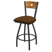 XL 830 Voltaire Swivel Stool with Pewter Finish, Medium Back, and Canter Thatch Seat, AGS-X83025PWMedMplB001