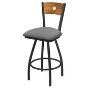 XL 830 Voltaire Swivel Stool with Pewter Finish, Medium Back, and Canter Folkstone Grey Seat, AGS-X83025PWMedMplB007