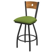 XL 830 Voltaire Swivel Stool with Pewter Finish, Medium Back, and Canter Kiwi Green Seat, AGS-X83025PWMedMplB009