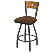 XL 830 Voltaire Swivel Stool with Pewter Finish, Medium Back, and Rein Thatch Seat, AGS-X83025PWMedMplB026