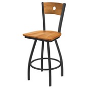 XL 830 Voltaire Swivel Stool with Pewter Finish, Medium Back, and Medium Maple Seat