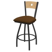 XL 830 Voltaire Swivel Stool with Pewter Finish, Natural Back, and Canter Thatch Seat, AGS-X83025PWNatMplB001