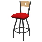XL 830 Voltaire Swivel Stool with Pewter Finish, Natural Back, and Canter Red Seat, AGS-X83025PWNatMplB011
