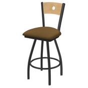 XL 830 Voltaire Swivel Stool with Pewter Finish, Natural Back, and Canter Saddle Seat, AGS-X83025PWNatMplB012