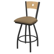 XL 830 Voltaire Swivel Stool with Pewter Finish, Natural Back, and Canter Sand Seat, AGS-X83025PWNatMplB013