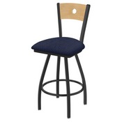 XL 830 Voltaire Swivel Stool with Pewter Finish, Natural Back, and Graph Anchor Seat, AGS-X83025PWNatMplB014