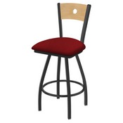XL 830 Voltaire Swivel Stool with Pewter Finish, Natural Back, and Graph Ruby Seat, AGS-X83025PWNatMplB016