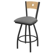 XL 830 Voltaire Swivel Stool with Pewter Finish, Natural Back, and Graph Alpine Seat, AGS-X83025PWNatMplB020
