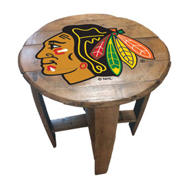 Chicago Blackhawks Oak Barrel Table, 629-4002