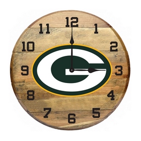 Green Bay Packers Oak Barrel Clock, 630-1001