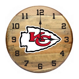 Kansas City Chiefs Oak Barrel Clock, 630-1006